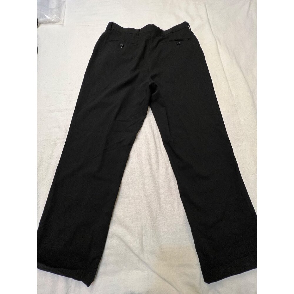 Savile Row Co. London 33R Black 100% Wool Pleated Cuff Dress Pants Preppy Formal - Picture 12 of 16
